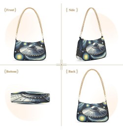 Regatta Painting Claude Monet Womens Purse Hobo Party Clutch Womens Trendy Handbags Chain over Shoulder Purse Ufo in Starry N...