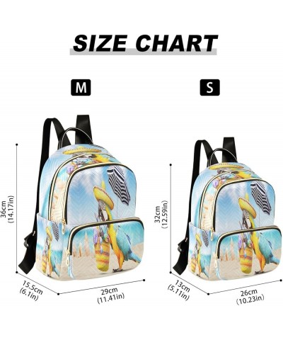 Backpack Purse for Women Funny Parrot on Sandy Beach, Mini Fashion Backpack Summer Lightweight Casual Daypack Shoulder Bag Tr...