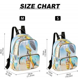 Backpack Purse for Women Funny Parrot on Sandy Beach, Mini Fashion Backpack Summer Lightweight Casual Daypack Shoulder Bag Tr...