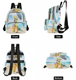 Backpack Purse for Women Funny Parrot on Sandy Beach, Mini Fashion Backpack Summer Lightweight Casual Daypack Shoulder Bag Tr...