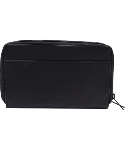 Genuine Leather Double Zipper Clutch Checkbook Wallet for Women 4575CF Swiss Black $11.25 Wallets