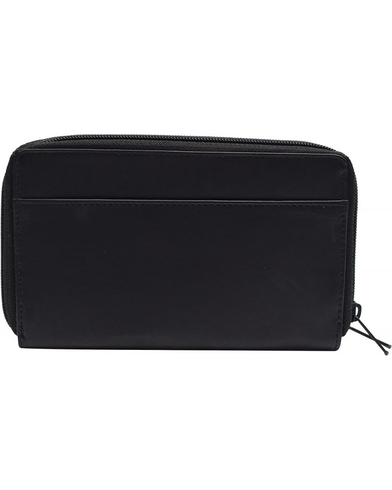 Genuine Leather Double Zipper Clutch Checkbook Wallet for Women 4575CF Swiss Black $11.25 Wallets