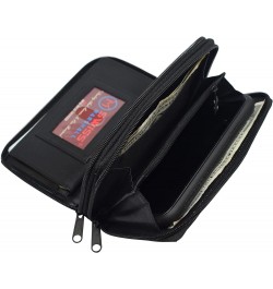 Genuine Leather Double Zipper Clutch Checkbook Wallet for Women 4575CF Swiss Black $11.25 Wallets