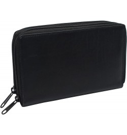 Genuine Leather Double Zipper Clutch Checkbook Wallet for Women 4575CF Swiss Black $11.25 Wallets