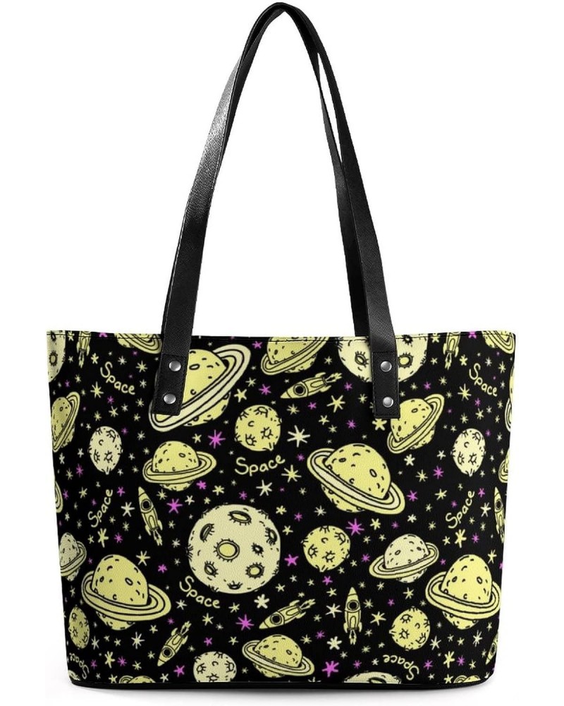 Doodle-Style Space Tote Bags Large Leather Purses Leather Tote Bag Tote Bag in Bag $21.65 Totes