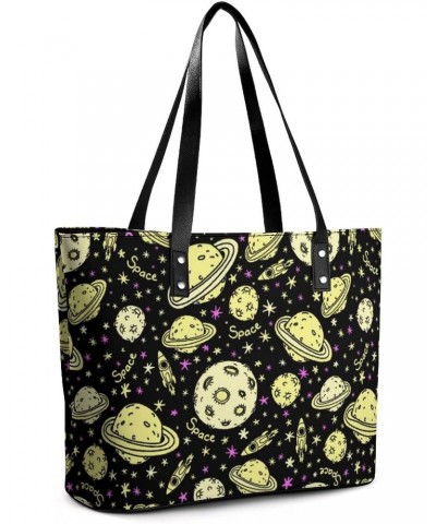 Doodle-Style Space Tote Bags Large Leather Purses Leather Tote Bag Tote Bag in Bag $21.65 Totes