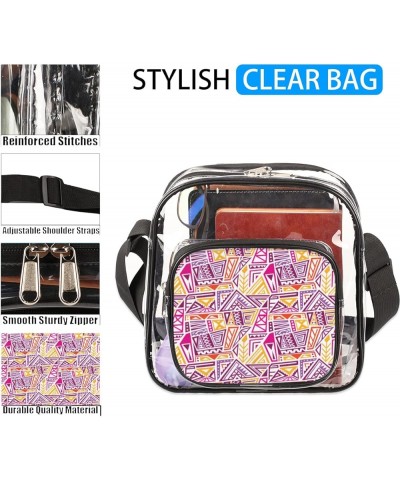 Bohemian Dragonfly Pattern Clear Crossbody Bag Clear Messenger Bag Shoulder Bags Clear Purse Stadium Approved Colourful Geome...