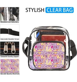 Bohemian Dragonfly Pattern Clear Crossbody Bag Clear Messenger Bag Shoulder Bags Clear Purse Stadium Approved Colourful Geome...