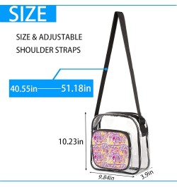 Bohemian Dragonfly Pattern Clear Crossbody Bag Clear Messenger Bag Shoulder Bags Clear Purse Stadium Approved Colourful Geome...