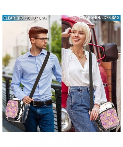 Bohemian Dragonfly Pattern Clear Crossbody Bag Clear Messenger Bag Shoulder Bags Clear Purse Stadium Approved Colourful Geome...