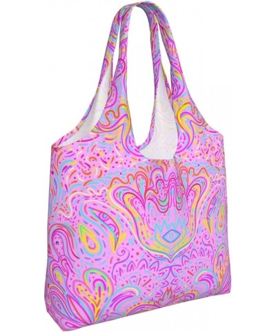 Japanese Fox Mask Flowers Single Shoulder Commuter Canvas Tote Bags For Women And Men Hypnotic Shamanic Acid $9.89 Totes