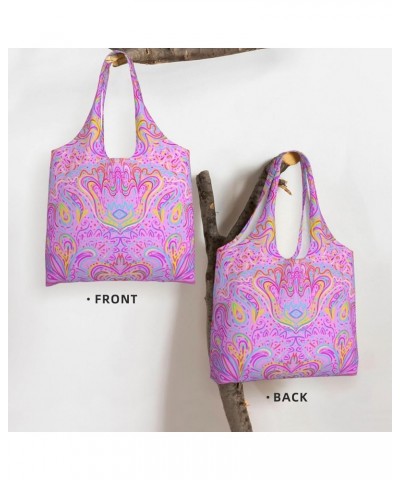 Japanese Fox Mask Flowers Single Shoulder Commuter Canvas Tote Bags For Women And Men Hypnotic Shamanic Acid $9.89 Totes