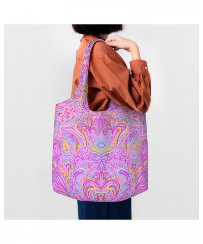 Japanese Fox Mask Flowers Single Shoulder Commuter Canvas Tote Bags For Women And Men Hypnotic Shamanic Acid $9.89 Totes