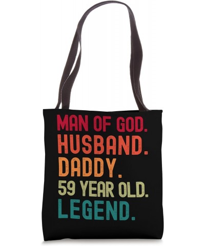 Man of God Husband Dad Funny 59th Birthday Vintage Dad 1964 Tote Bag $14.95 Totes