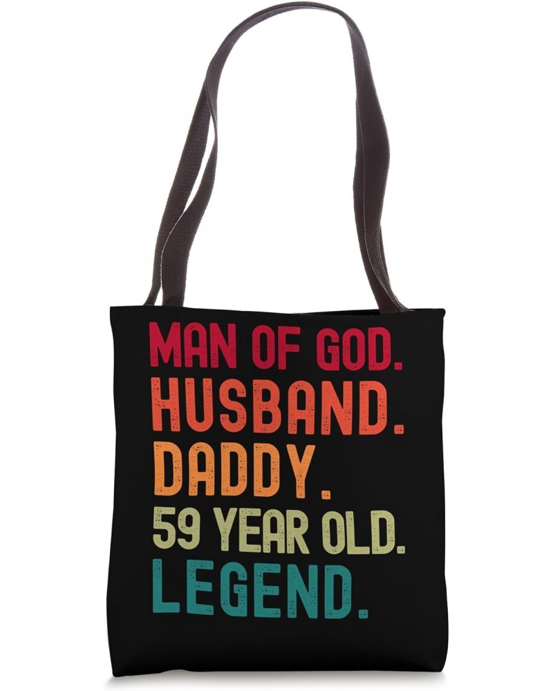 Man of God Husband Dad Funny 59th Birthday Vintage Dad 1964 Tote Bag $14.95 Totes