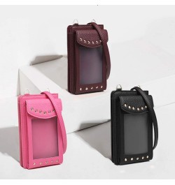 Small Leather Crossbody Bag, Touch Screen Cellphone Wallet Purse Lightweight Shoulder Bag Handbags for Women Pink $14.24 Cros...