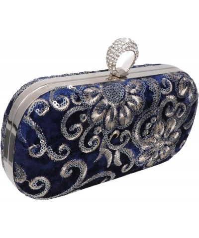 1pc Embroidered Evening Bag Evening Party Bag Diamond Purse Sequin Purse Round Purse Diamond Shoulder Blue $14.45 Evening Bags