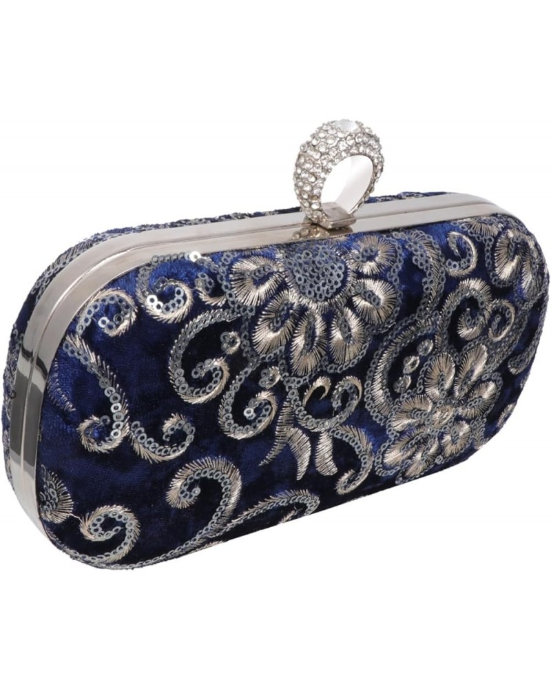 1pc Embroidered Evening Bag Evening Party Bag Diamond Purse Sequin Purse Round Purse Diamond Shoulder Blue $14.45 Evening Bags