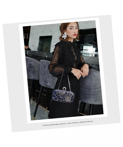 1pc Embroidered Evening Bag Evening Party Bag Diamond Purse Sequin Purse Round Purse Diamond Shoulder Blue $14.45 Evening Bags