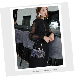 1pc Embroidered Evening Bag Evening Party Bag Diamond Purse Sequin Purse Round Purse Diamond Shoulder Blue $14.45 Evening Bags