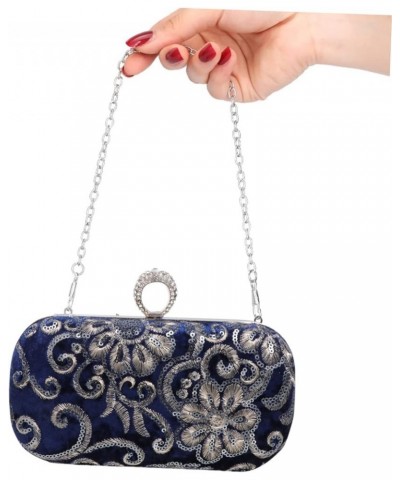 1pc Embroidered Evening Bag Evening Party Bag Diamond Purse Sequin Purse Round Purse Diamond Shoulder Blue $14.45 Evening Bags