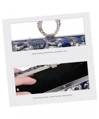 1pc Embroidered Evening Bag Evening Party Bag Diamond Purse Sequin Purse Round Purse Diamond Shoulder Blue $14.45 Evening Bags