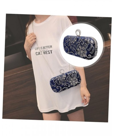 1pc Embroidered Evening Bag Evening Party Bag Diamond Purse Sequin Purse Round Purse Diamond Shoulder Blue $14.45 Evening Bags