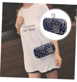 1pc Embroidered Evening Bag Evening Party Bag Diamond Purse Sequin Purse Round Purse Diamond Shoulder Blue $14.45 Evening Bags