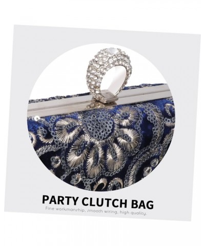 1pc Embroidered Evening Bag Evening Party Bag Diamond Purse Sequin Purse Round Purse Diamond Shoulder Blue $14.45 Evening Bags