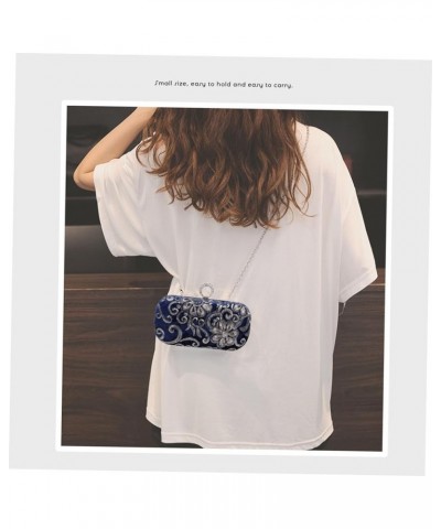 1pc Embroidered Evening Bag Evening Party Bag Diamond Purse Sequin Purse Round Purse Diamond Shoulder Blue $14.45 Evening Bags