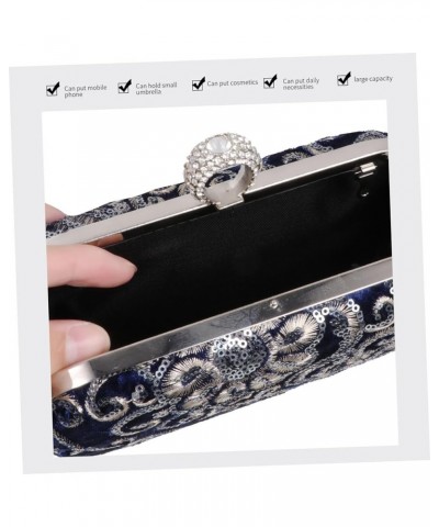 1pc Embroidered Evening Bag Evening Party Bag Diamond Purse Sequin Purse Round Purse Diamond Shoulder Blue $14.45 Evening Bags