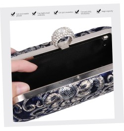 1pc Embroidered Evening Bag Evening Party Bag Diamond Purse Sequin Purse Round Purse Diamond Shoulder Blue $14.45 Evening Bags