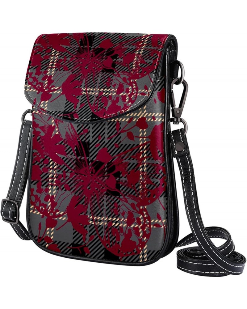 Crossbody Bag for Women, Purse, Messenger Bag, Shoulder Bag, Plaid with Animal Butterfly $13.00 Shoulder Bags