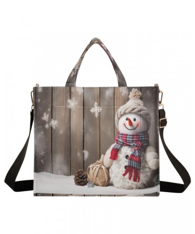 Christmas Snowman Wooden Crossbody Bag Women Corduroy Tote Bags Casual Shoulder Handbag Hobo Messenger Bag, S $13.86 Totes