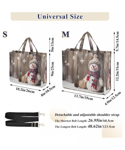 Christmas Snowman Wooden Crossbody Bag Women Corduroy Tote Bags Casual Shoulder Handbag Hobo Messenger Bag, S $13.86 Totes