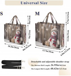 Christmas Snowman Wooden Crossbody Bag Women Corduroy Tote Bags Casual Shoulder Handbag Hobo Messenger Bag, S $13.86 Totes