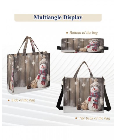 Christmas Snowman Wooden Crossbody Bag Women Corduroy Tote Bags Casual Shoulder Handbag Hobo Messenger Bag, S $13.86 Totes