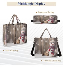 Christmas Snowman Wooden Crossbody Bag Women Corduroy Tote Bags Casual Shoulder Handbag Hobo Messenger Bag, S $13.86 Totes