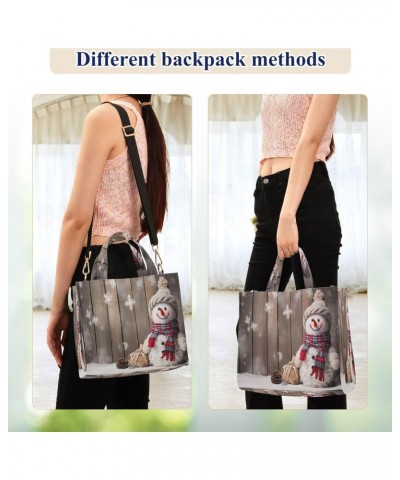 Christmas Snowman Wooden Crossbody Bag Women Corduroy Tote Bags Casual Shoulder Handbag Hobo Messenger Bag, S $13.86 Totes