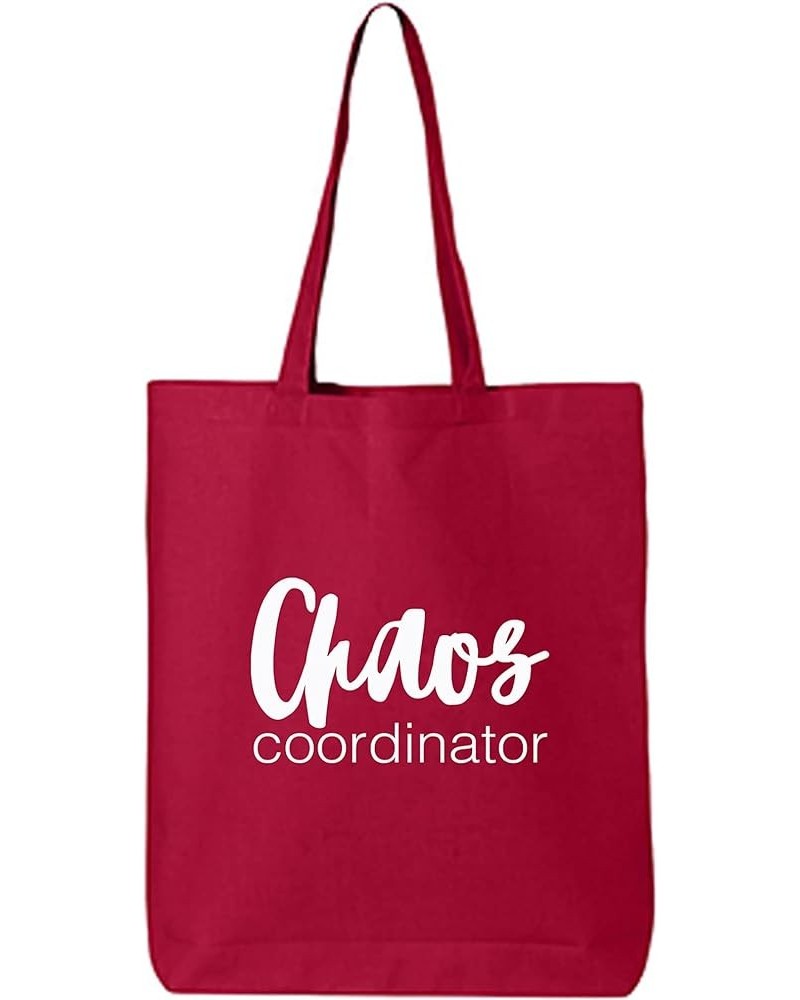 Chaos Coordinator Cotton Canvas Tote Bag Red $8.40 Totes