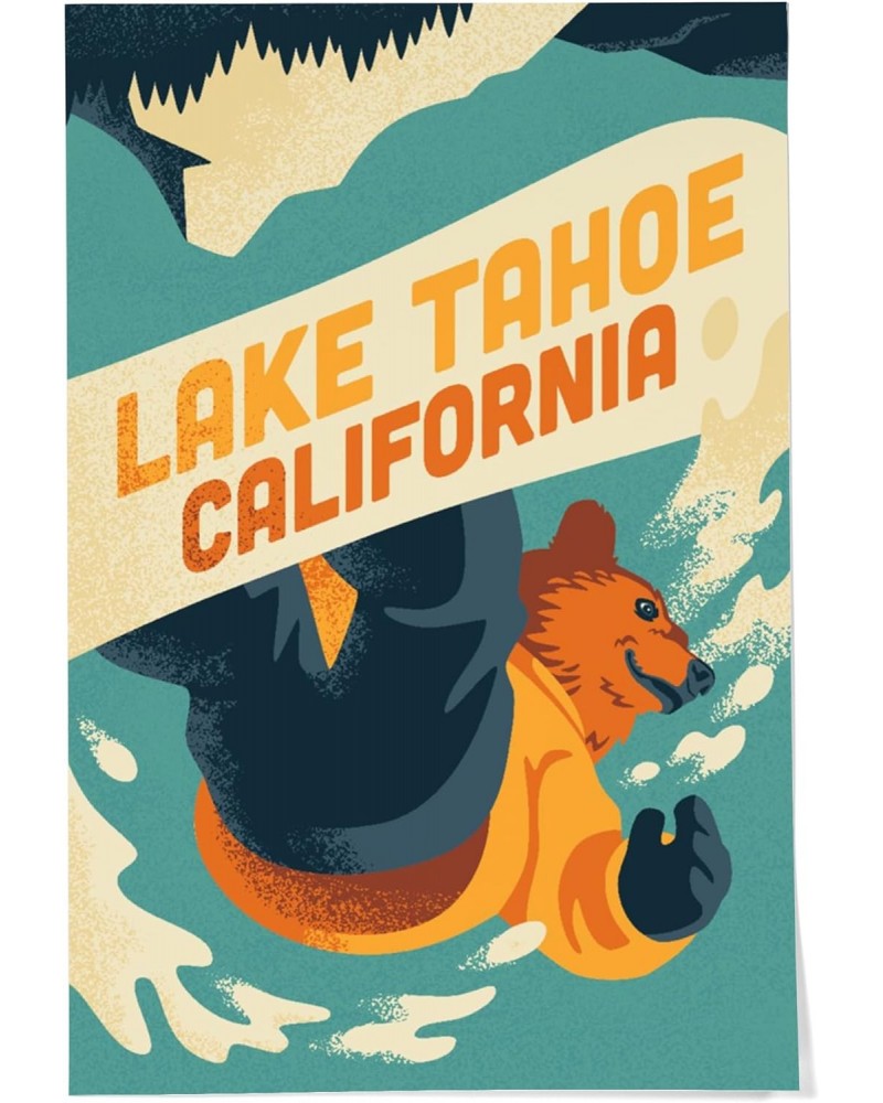 24x36 Inch Giclee Print, Lake Tahoe, California, Animal Activities Series, Bear Boarder Artwork $20.50 Totes