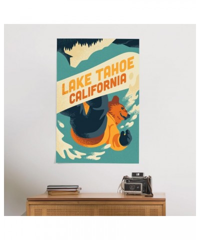 24x36 Inch Giclee Print, Lake Tahoe, California, Animal Activities Series, Bear Boarder Artwork $20.50 Totes