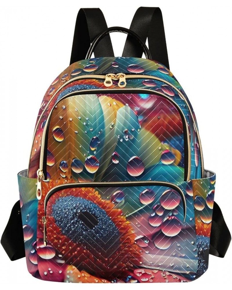 Small Fashion Backpack for Women Rainbow Sunflower Print Ladies Travel Daypacks Aesthetic Shoulder Bag 11.4×6.1×14.1 IN $15.6...