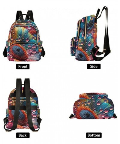 Small Fashion Backpack for Women Rainbow Sunflower Print Ladies Travel Daypacks Aesthetic Shoulder Bag 11.4×6.1×14.1 IN $15.6...