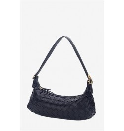 Women's elegant vintage woven bag crescent bag, can be slanted across/can be one shoulder Black $19.35 Shoulder Bags