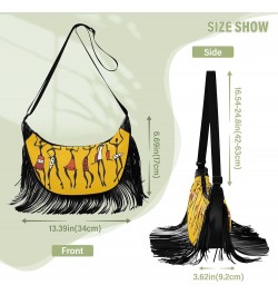 Women Fringe Tassel Cross Body Bag African Ethnic Tribe Lady Brown Leisure Shoulder Bag Color480 $13.22 Crossbody Bags