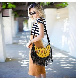 Women Fringe Tassel Cross Body Bag African Ethnic Tribe Lady Brown Leisure Shoulder Bag Color480 $13.22 Crossbody Bags