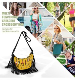 Women Fringe Tassel Cross Body Bag African Ethnic Tribe Lady Brown Leisure Shoulder Bag Color480 $13.22 Crossbody Bags