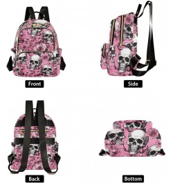 Skull Gothic Pink Cherry Flower Backpack for Women Fashion Shoulder Bags Small Casual Daypack Travel Bag S 202a1937 M(11.4"x6...