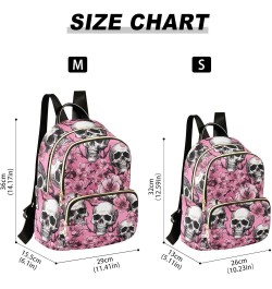 Skull Gothic Pink Cherry Flower Backpack for Women Fashion Shoulder Bags Small Casual Daypack Travel Bag S 202a1937 M(11.4"x6...